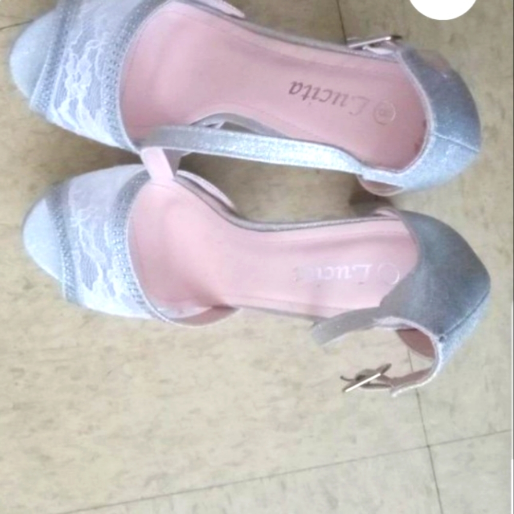 Silver size 8 high heels